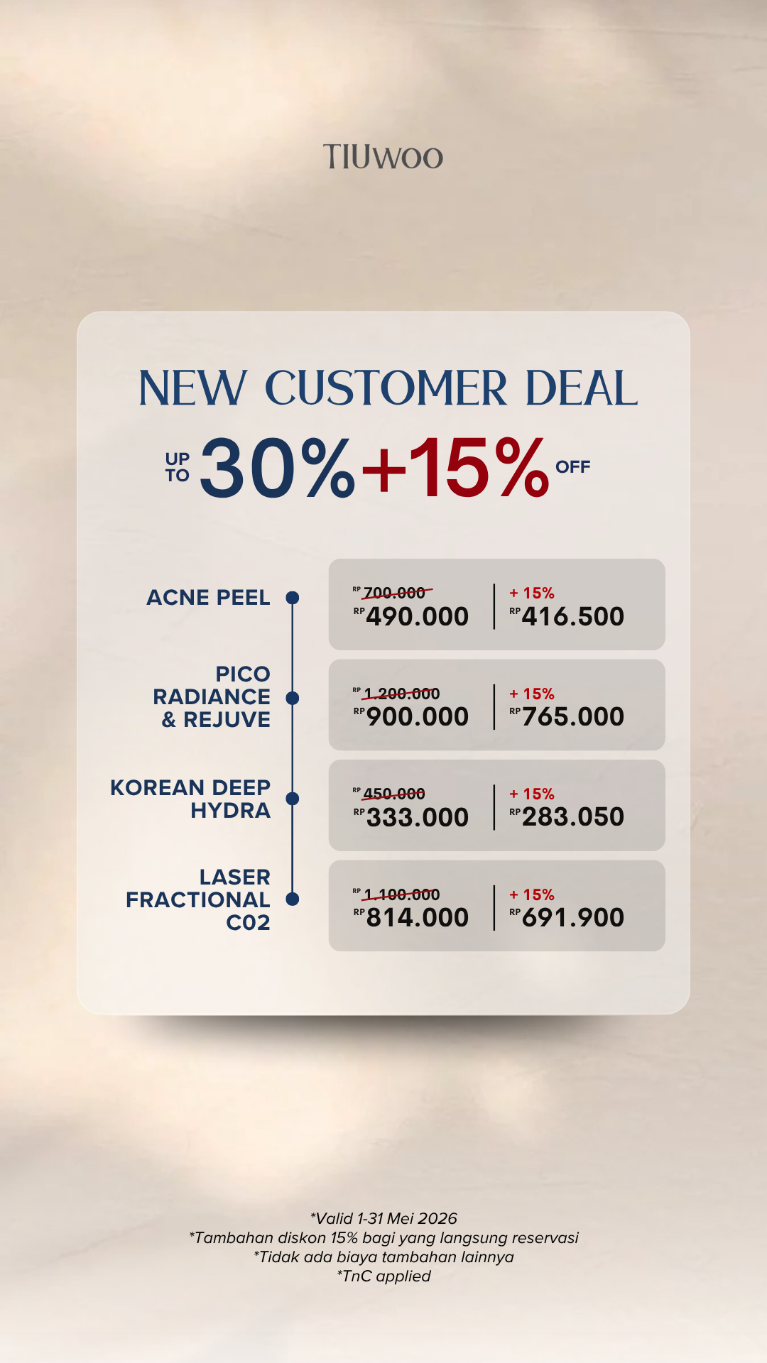 Diskon up-to 45% - Promo New Customer TIUwoo Mei 2026